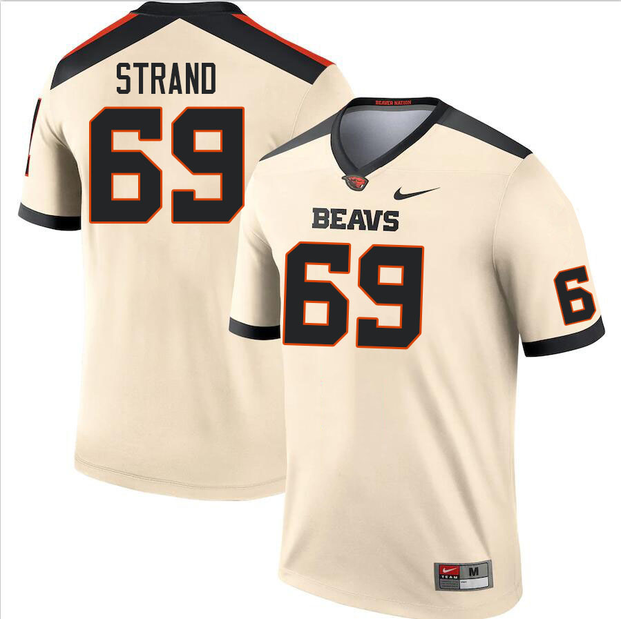 Men #69 Jacob Strand Oregon State Beavers College Football Jerseys Stitched Sale-Cream